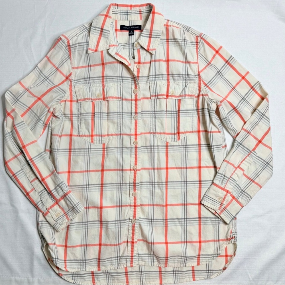 Banana Republic Soft-Wash Open Plaid Women’s Button Down Shirt Small
